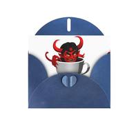 Blue Greeting Card DLXW The devil in the cup Pattern for Christmas, Children's Birthday, Valentine's Day, Wedding Anniversary & Party Invitation