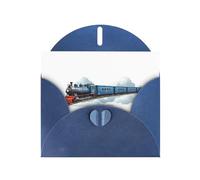 Blue Greeting Card DLXW Train passing through the clouds Pattern for Christmas, Children's Birthday, Valentine's Day, Wedding Anniversary & Party Invitation