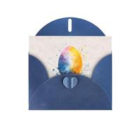 Blue Greeting Card DLXW Watercolor splash egg Pattern for Christmas, Children's Birthday, Valentine's Day, Wedding Anniversary & Party Invitation