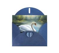 Blue Greeting Card YYHWHJDE Beautiful White Swan Picture Perfect for Valentine's Day, Wedding Anniversary & Party Invitations