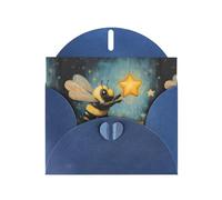 Blue Greeting Card YYHWHJDE Little Bee Picking Stars Picture Perfect for Valentine's Day, Wedding Anniversary & Party Invitations