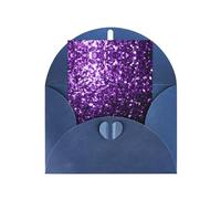 Blue Greeting Cards with Envelopes - Beautiful Purple Glitter Print Blank Note Cards, Perfect for Birthday, Wedding, Anniversary