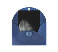 Blue Greeting Cards with Matching Envelopes - Black Background Moon Print Blank Blessed Cards for Birthday, Wedding, Valentine's Day