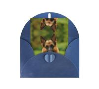 Blue Greeting Cards with Matching Envelopes - Happy german shepherd Print Blank Blessed Cards for Birthday, Wedding, Valentine's Day