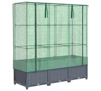 Raised Bed with Greenhouse Cover Plant Box Garden Planter Rattan Look vidaXL