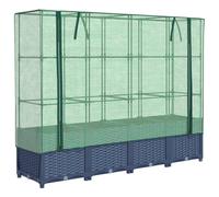 (blue grey, 160 x 40 x 138 cm) vidaXL Raised Bed with Greenhouse Cover Plant Box Garden Planter Rattan Look