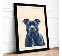 Blue-Grey Dog Portrait Modern Framed Wall Art Print A4 (29.7×21cm) Black, Wall Decor for Living Room, Bedroom, Office & Home, Ready to Hang, Art Gift