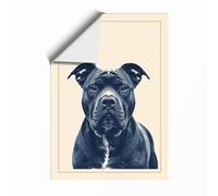 Blue-Grey Dog Portrait Modern Unframed Wall Art Print A4 (29.7×21cm), Wall Decor for Living Room, Bedroom, Office & Home, Art Gift