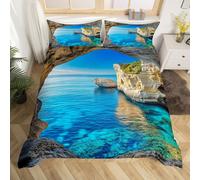 (Blue Grey, Double(No Comforter)) Homewish Dolphin Duvet Cover 3D Dolghin Print Comforter Cover,Ocean Creature Sea Animlas Double Bedding Set,Purple Starry Sky Moon Bed Cover Seaside