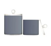 Blue Grey Gradient Clear Plastic Storage Boxes with lid Bathroom Essentials Decorative Small Storage Bins for Floss Picks,Paper Clips,2 Pack