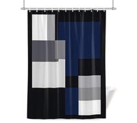 Blue Grey Shower Curtain for Bathroom, Black Geometric Abstract Color Block Modern Art Waterproof Cloth Fabric Bathroom Accessories Set with 12 Rust Proof Plastic Hooks, 72” x 96”
