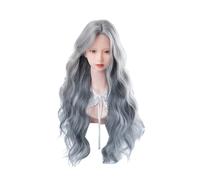 Blue Grey Wig Long Curly Wigs Lace Front Wigs Fiber Hair for Women 30in (Blue Grey)