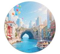 Blue Grotto 1000 Pieces Jigsaw Puzzle 12 Years And Up Round Jigsaw Puzzle Impossible Hard Challenging for Adults Family Game Stress Reliever Expert Skill Level 1000pcs (67.5x67.5cm)