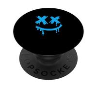 Blue Grunge Face Smile Blue Graphic PopSockets Adhesive PopGrip