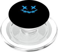 Blue Grunge Face Stitch Smile Blue Graphic PopSockets PopGrip for MagSafe