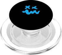 Blue Grunge Face Wavy Smile Blue Graphic PopSockets PopGrip for MagSafe