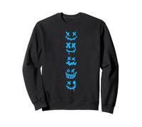 Blue Grunge Monster Smile Faces Blue Graphic Sweatshirt