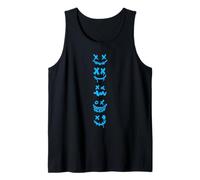 Blue Grunge Monster Smile Faces Blue Graphic Tank Top