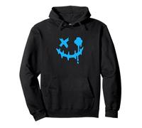 Blue Grunge Smile Blob Eye Blue Graphic Pullover Hoodie