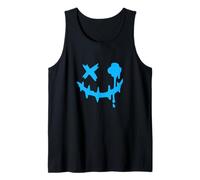 Blue Grunge Smile Blob Eye Blue Graphic Tank Top