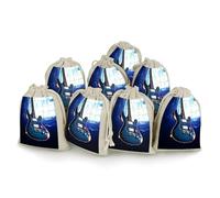 Blue Guitar Bunches Pocket Cotton And Hemp with Drawstring 8 Pieces Reusable Gift Bags Jewelry Pouch for Wedding DIY Craft Party (4.9 X 6.7 Inch)