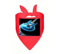Blue Guitar Dog Bandana, Classic Plaid Dog Bandanas for Small Medium Large Dogs, Adjustable Washable Cotton Pet Scarf, Reversible Triangle Bibs for Puppy Dogs Cats Birthday Party Daily Wear