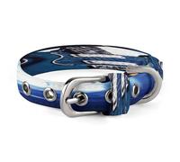 Blue Guitar Dog Collar Adjustable Pet Collar Stainless Steel D-Ring Collar Oxford Cloth Cat Collar Strap with Metal Buckle for Small Medium Dog