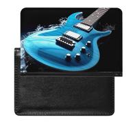 Blue Guitar Passport Holder Cover Passport Cover Protector Essentials with Credit Card Slots Slim Travel Wallet Covers Documents Organizer Protector for Man&Women