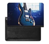 Blue Guitar Passport Holder Cover Passport Cover Protector Essentials with Credit Card Slots Slim Travel Wallet Covers Documents Organizer Protector for Man&Women