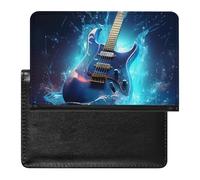 Blue Guitar Passport Wallet Cute Passport Case with Card Slot Travel Passport Holder Cover