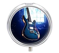 Blue Guitar Pill Box Cute Medicine Organizer Travel Pillbox Waterproof Portable Pill Container Holder to Hold Vitamins Medication Fish Oil and Supplements