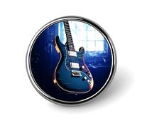 Blue Guitar Round Badge Cute Brooch Hats Jackets Decor Personalized Lapel Pin Clothing Jewelry Accessories for Wedding Party Gift