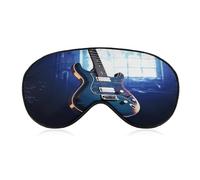 Blue Guitar Sleep Mask,Adjustable Strap Sleeping Mask, Complete Light Blocking Sleep Shade Cover,Soft Breathable Comfortable Blindfold for Women and Men