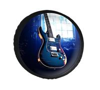 Blue Guitar Spare Tire Cover PVC Leather Spare Wheel Cover Dustproof Waterproof Jeep Tire Cover for 30inch Camper, RV Trailer, Truck, SUV Fit Diameter 28-34 Inch