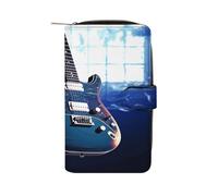 Blue Guitar Wallet Multifunctional Leather Wallets for Men Compact Long Wallet Credit Card Holder Passport Bag