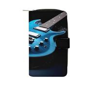 Blue Guitar Wallet Multifunctional Leather Wallets for Men Compact Long Wallet Credit Card Holder Passport Bag