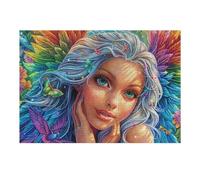 Blue Hair Angel Girl Portrait 300 Piece Jigsaw Puzzle Pack Teens Beginners Cognitive Development Puzzle Fans Group Play High-grade Rigid Cardboard 300 PCS