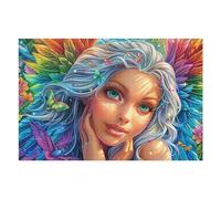 Blue Hair Angel Portrait 1000 Piece Jigsaw Puzzle for Adults Happy Time Weekend Hobby Creative Challenge No Duplicate Pieces Ideal Retirement Gift 1000 PCS