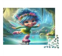 Blue Hair Fairy Jigsaw Puzzles Skateboard Adventure 1000 Pieces Recycled Paper for Adults Puzzle Challenging Hard Game Decompression Home Fun Present Gift 70x50cm/1000pcs