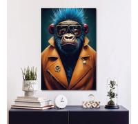 Blue Hair Gorilla Tempered Glass Wall Art