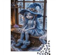 Blue-haired Elf Witch Recycled Paper Jigsaw Puzzle 1000 Piece Windowsill Birthday Gift Memory Improvement Party Game Home Decor 52x38cm/1000pcs