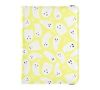 Blue Halloween Ghosts Leather Passport Holder Cover Wallet Large Capacity Passport Covers for Men Trip Organizer, Yellow Halloween Ghosts, One Size, Fashion