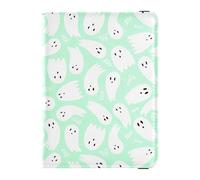 Blue Halloween Ghosts Leather Passport Holder Cover Wallet Large Capacity Passport Covers for Men Trip Organizer, Mint Green Halloween Ghosts, One Size, Fashion