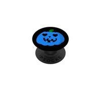 blue halloween heart pumpkin jack-o-lantern cute whimsical PopSockets Adhesive PopGrip