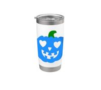 Blue Halloween Heart Pumpkin Jack-o-Lantern Cute Whimsical Stainless Steel Insulated Tumbler