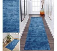 Blue Hallway Runner Non-Slip Washable Modern Abstract Rug for Kitchen, Bedroom, Living Room - Width 40-100 cm