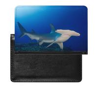 Blue Hammerhead Shark Passport Wallet Cute Passport Case with Card Slot Travel Passport Holder Cover