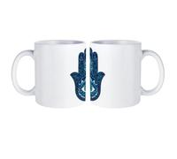 Blue Hamsa Hand with Eye Stylish Coffee Mug 11 Oz with Handle Ceramic Tea Cup Mugs for Home Office