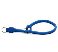 BLUE Hand Made Real LEATHER ROLLED SLIP DOG Choker COLORFUL COLLARS (20" (50cm) Diameter 8mm)