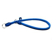 BLUE Hand Made Real LEATHER ROLLED SLIP DOG Choker COLORFUL COLLARS (24" (61cm) Diameter 10mm)